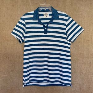 SPLENDID MILLS Men’s Polo Shirt Blue White Stripe